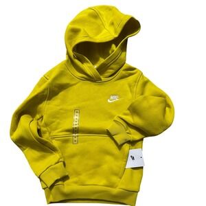 Nike Kids Yellow Fleece Hoodie Pullover Long Sleeve Casual Athletic Size XS  NWT